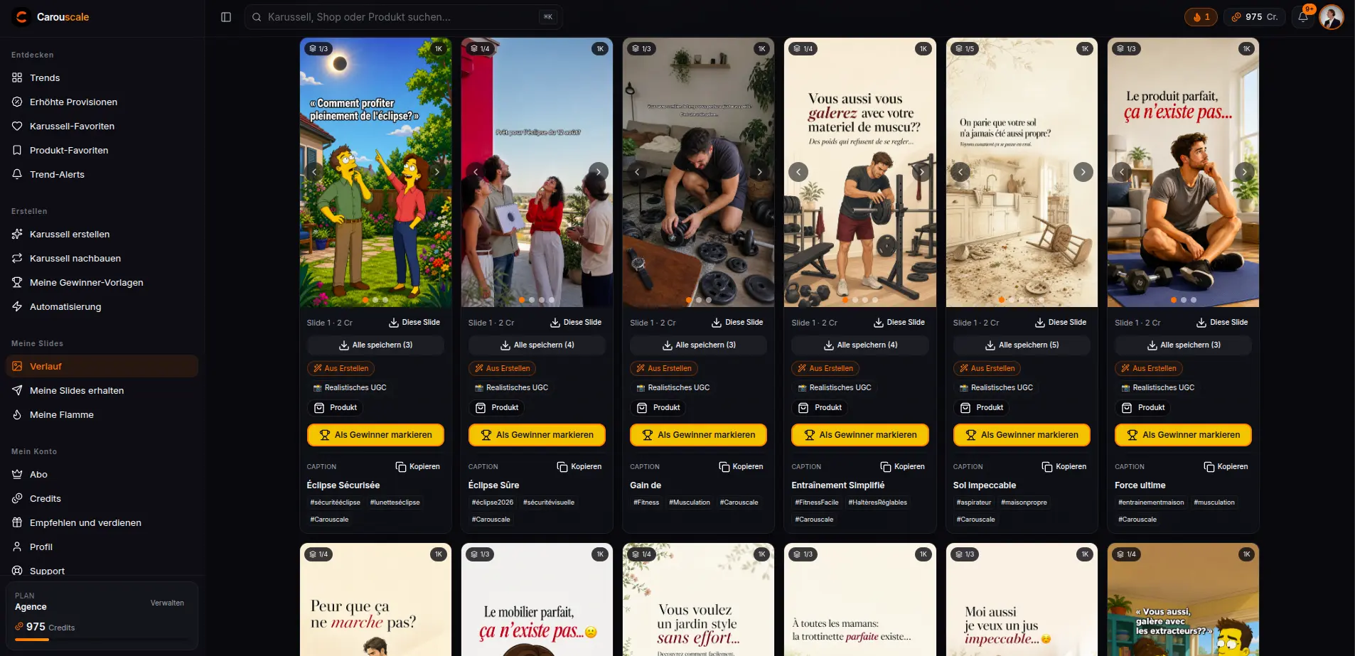 Eine von Carouscale generierte Slide mit Text direkt im Bild, im Stil der TikTok-Untertitel