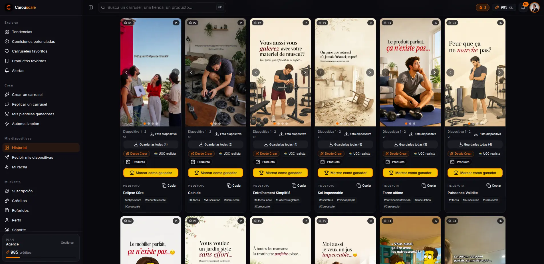 Una diapositiva generada por Carouscale con el texto integrado en leyenda al estilo de los subtítulos de TikTok