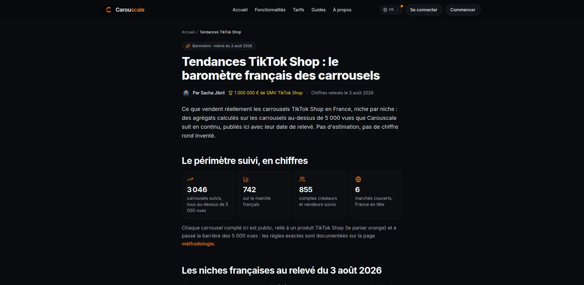 Le baromètre public des tendances TikTok Shop de Carouscale, en accès libre