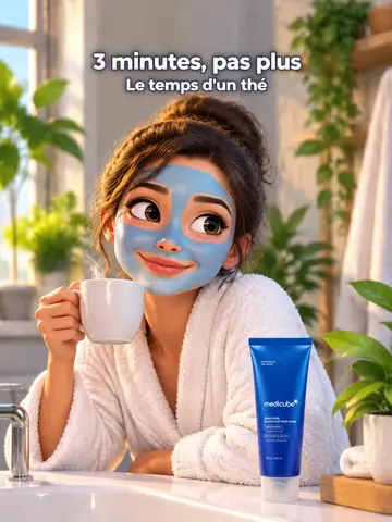 Slide du carrousel démo : le masque posé sur le visage, le temps d'une tasse de thé